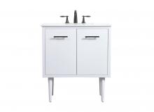 Elegant VF48030MWH - 30 Inch Single Bathroom Vanity in White