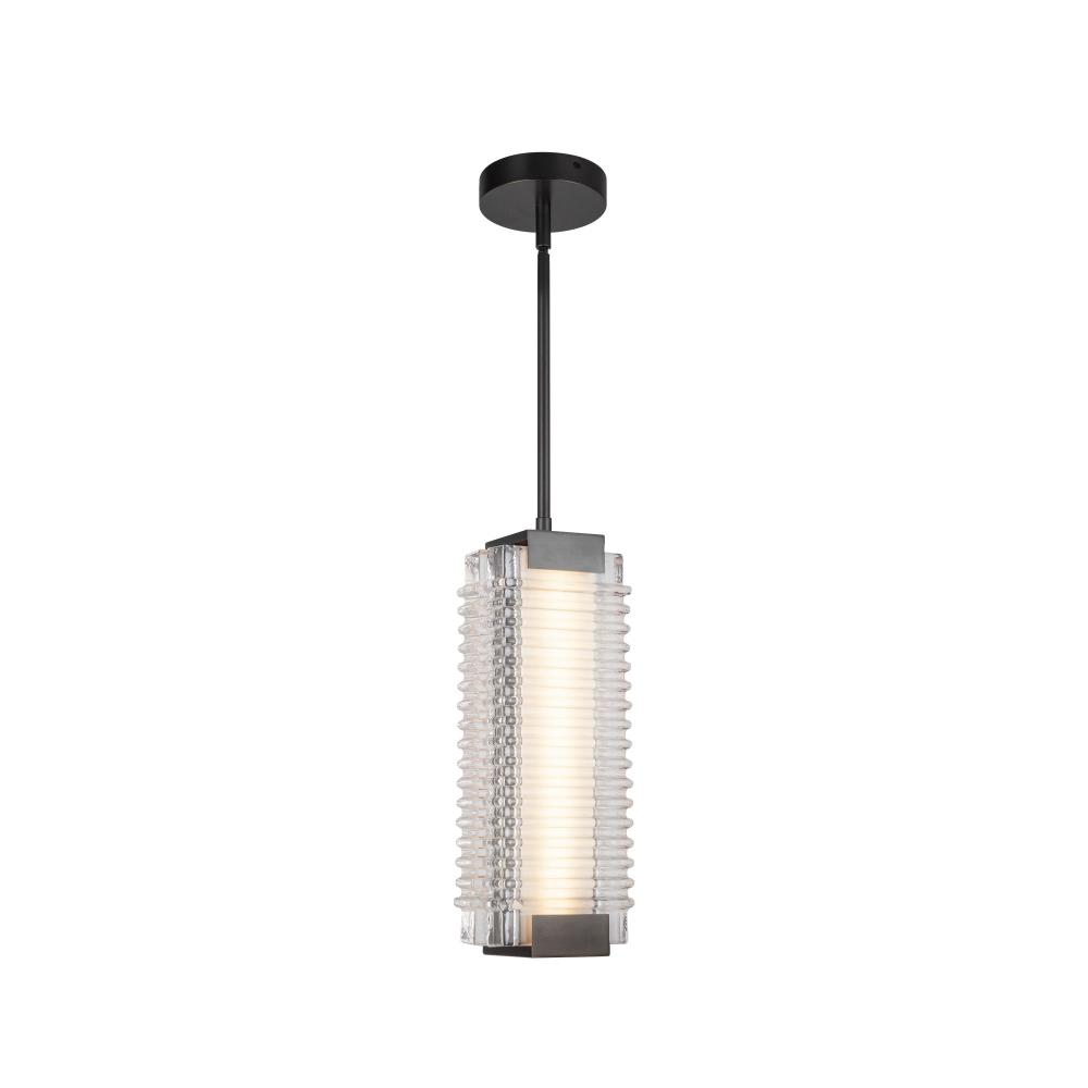 Alai 16-in Urban Bronze/Ribbed Glass LED Pendant