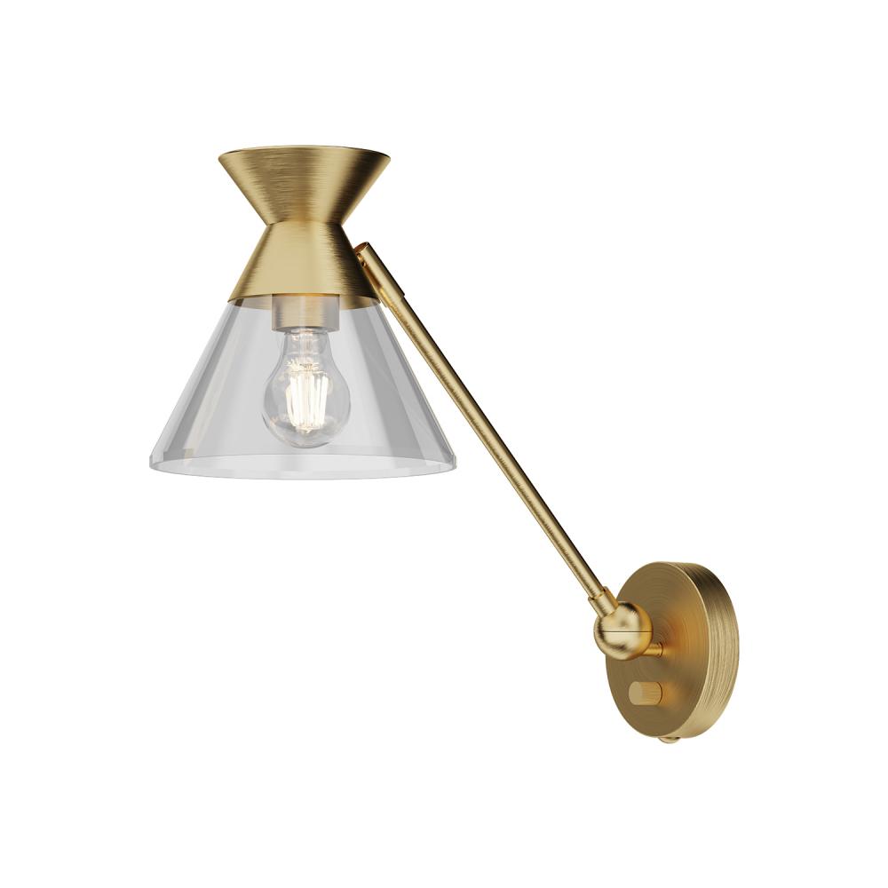 Mauer 8-in Brushed Gold/Clear Glass 1 Light Wall/Vanity