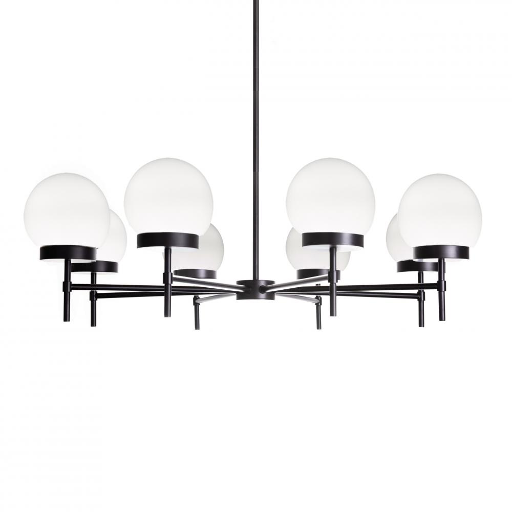 Liberty - 8 Light 36 Chandelier in Black with Opal Glass