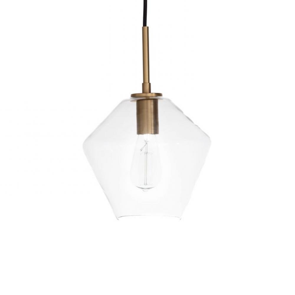 Gladstone - Pendant in Champaign Gold with Clear Glass