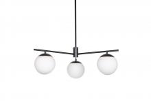 Russell Lighting 188-613/BLK/OP - Eclipse - 3 Light 27 Chandelier in Black with Opal Glass