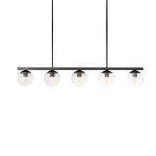 Russell Lighting 488-605/BLK/CL - Eclipse - 5 Light Linear Pendant in Black with Clear Glass