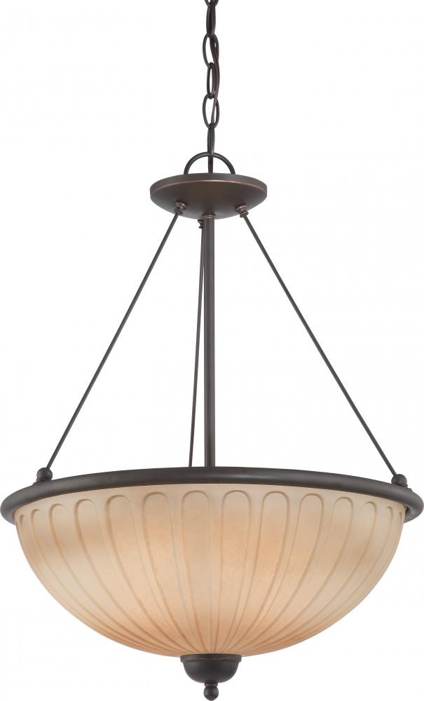 Carousel - 3 Light Pendant w/ Auburn Beige Glass