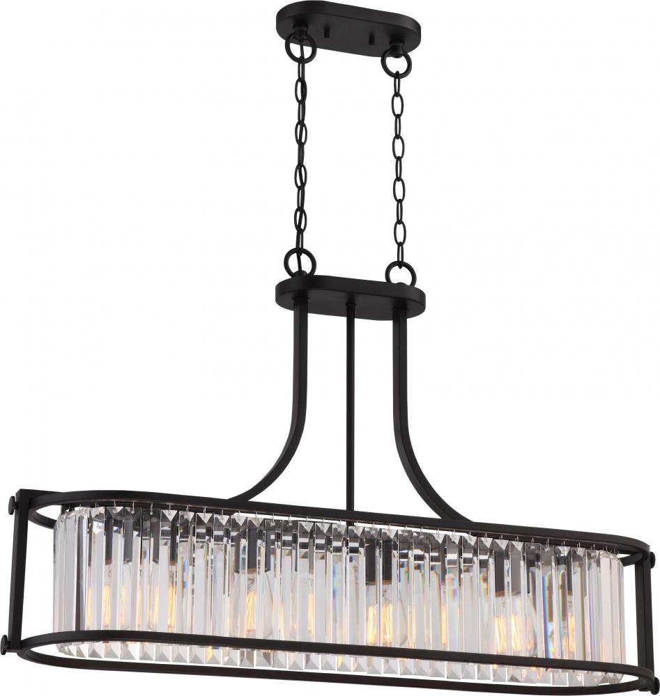 Krys- 4 Light Crystal Accent Island Pendant - Aged Bronze Finish