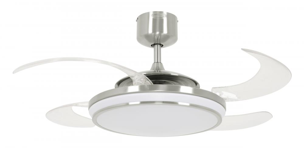 Fanaway Evo1 Brushed Chrome Retractable 4-blade LED Lighting With Remote Ceiling Fan