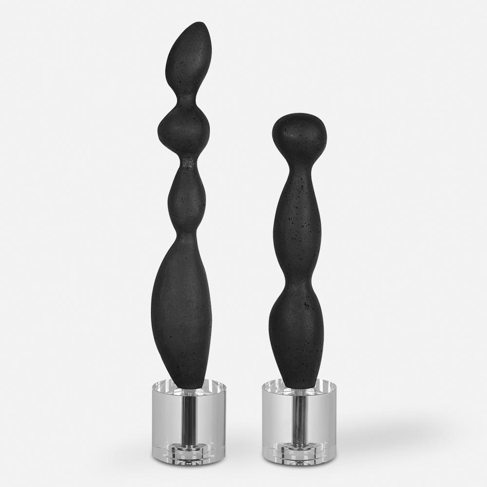 Koa Black Marble Sculptures, S/2