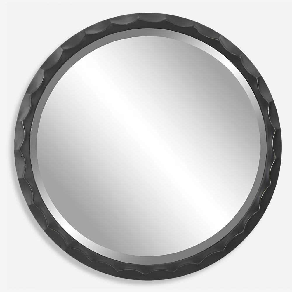 Scalloped Edge Round Mirror