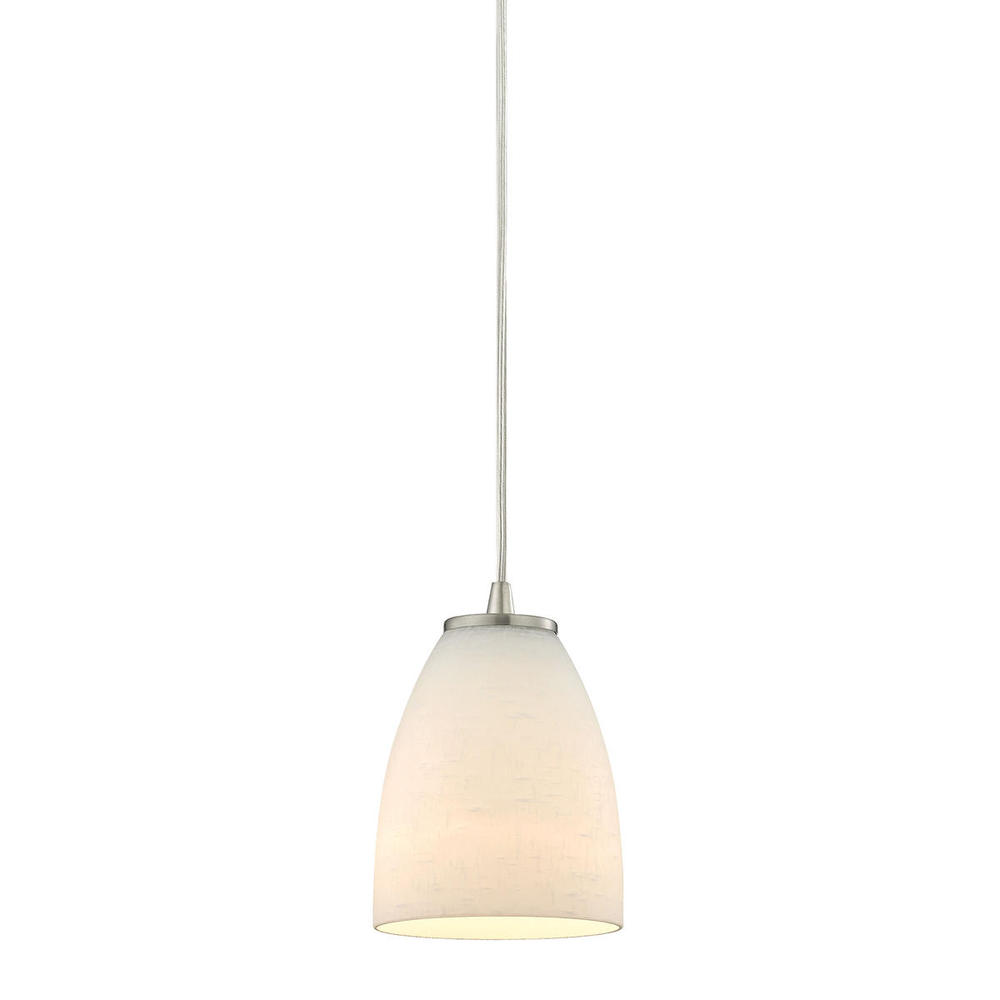 Sandstorm 1-Light Mini Pendant in Satin Nickel with Off-white Glass