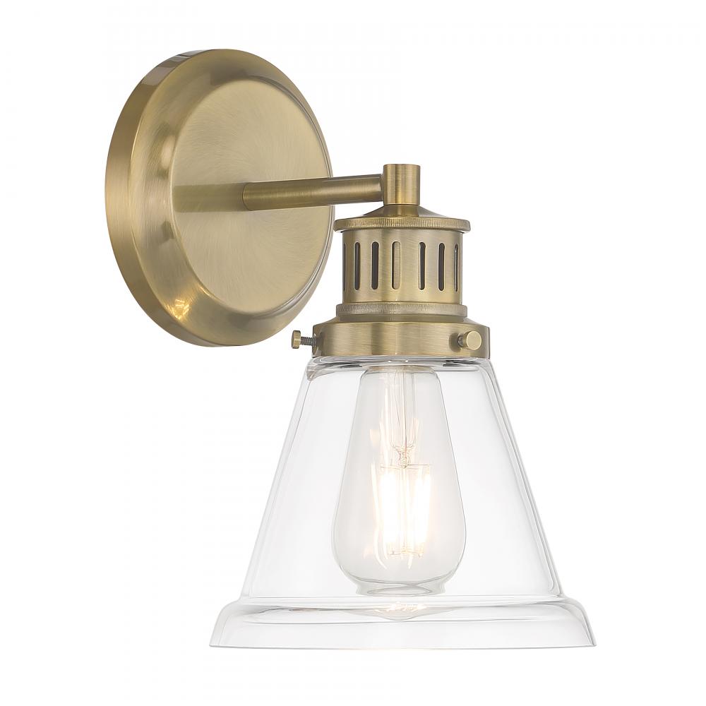 Alden 10.25'' High 1-Light Sconce - Antique Brass, Clear